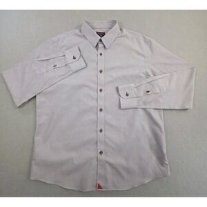 UNTUCKit Mens Shirt Large Gray Wrinkle Free Cotton Long Sleeve Button Down